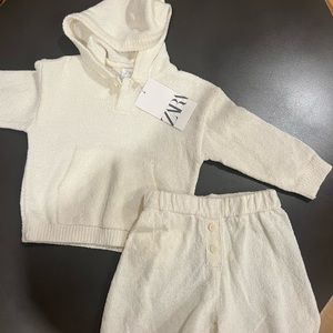 Zara Kids Knit Hoodie and Shorts 12-18mos